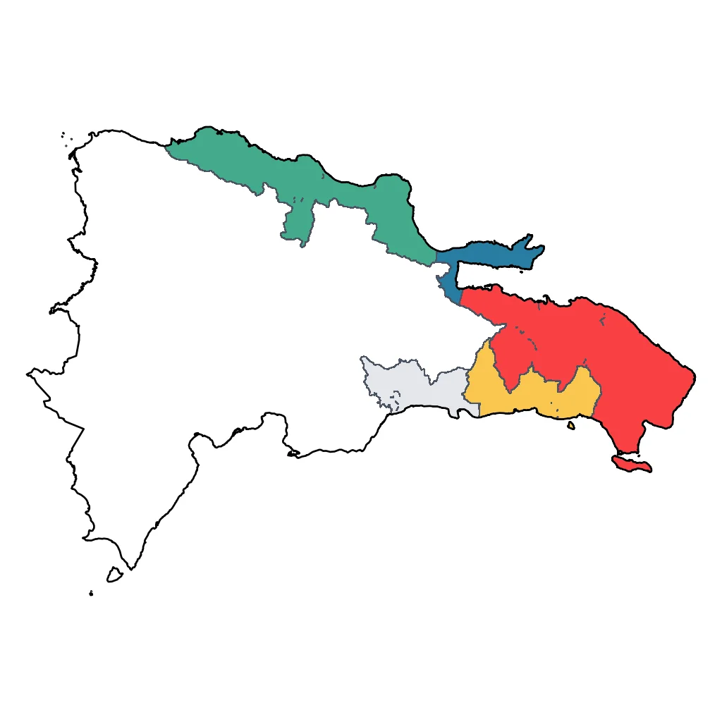 Map showing regions suitable for Adventure & Nature in Dominican Republic. Overall suitability: excellent.