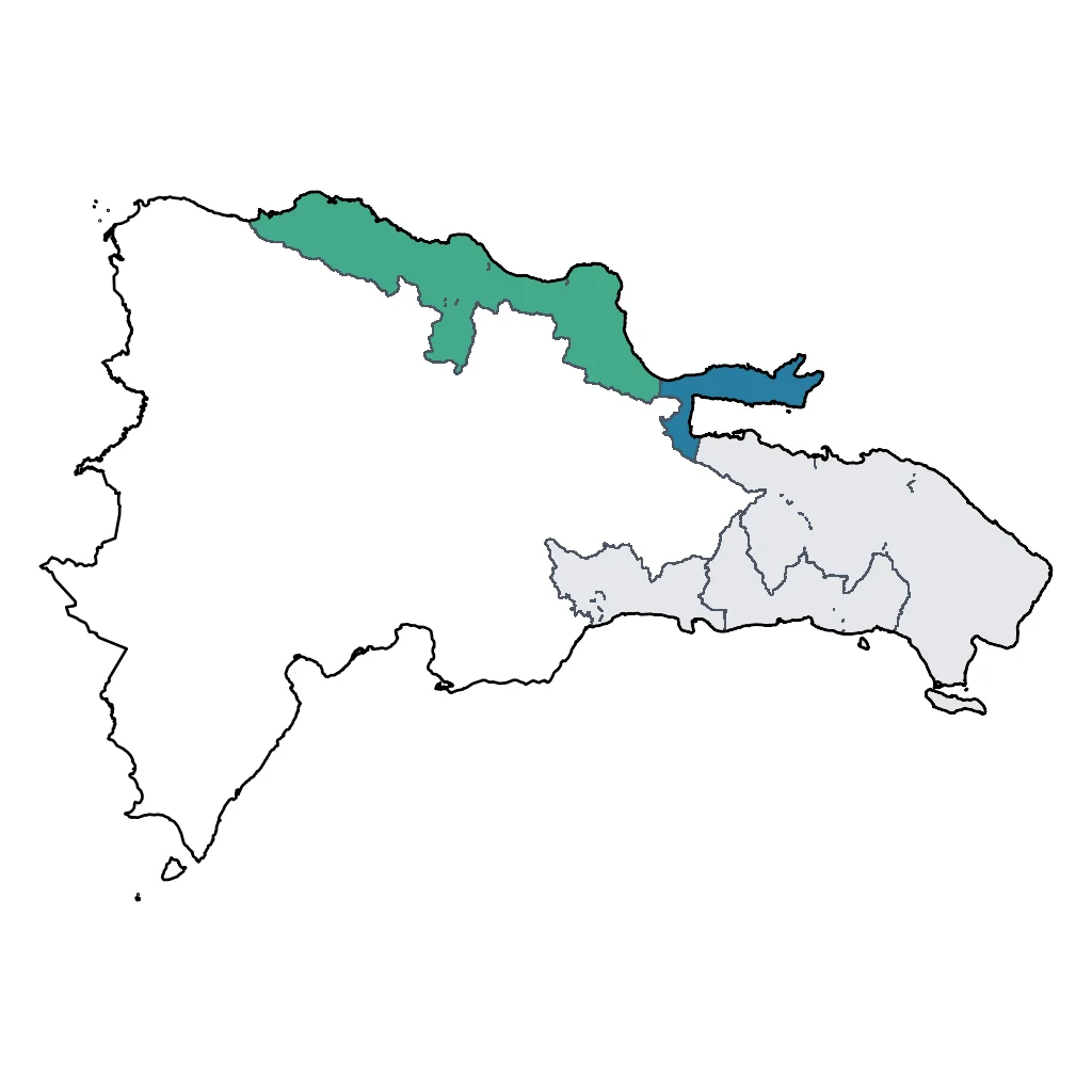 Map showing regions suitable for Road Trips & Scenic in Dominican Republic. Overall suitability: good.