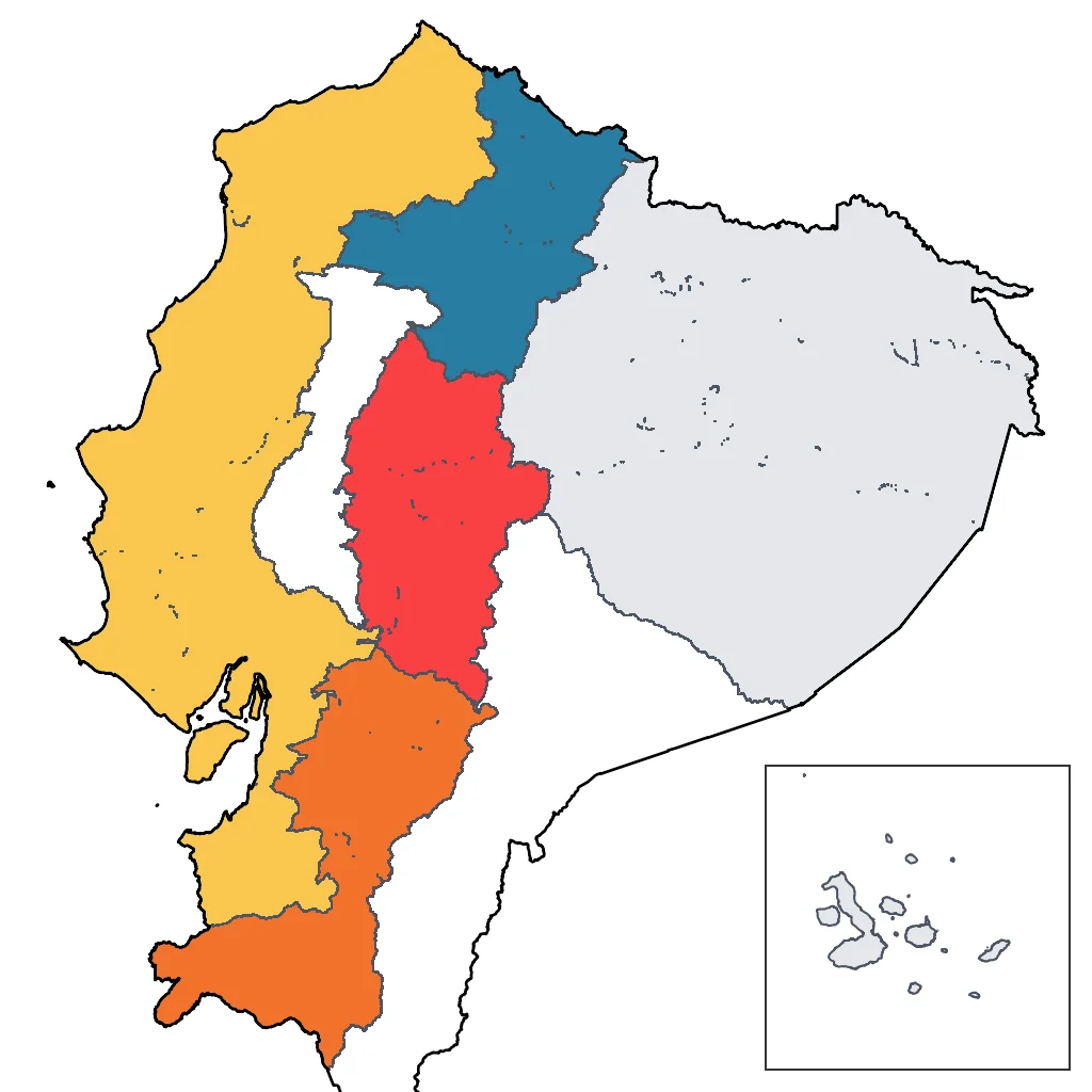 Map showing regions suitable for Festivals & Seasonal in Ecuador. Overall suitability: very_good.