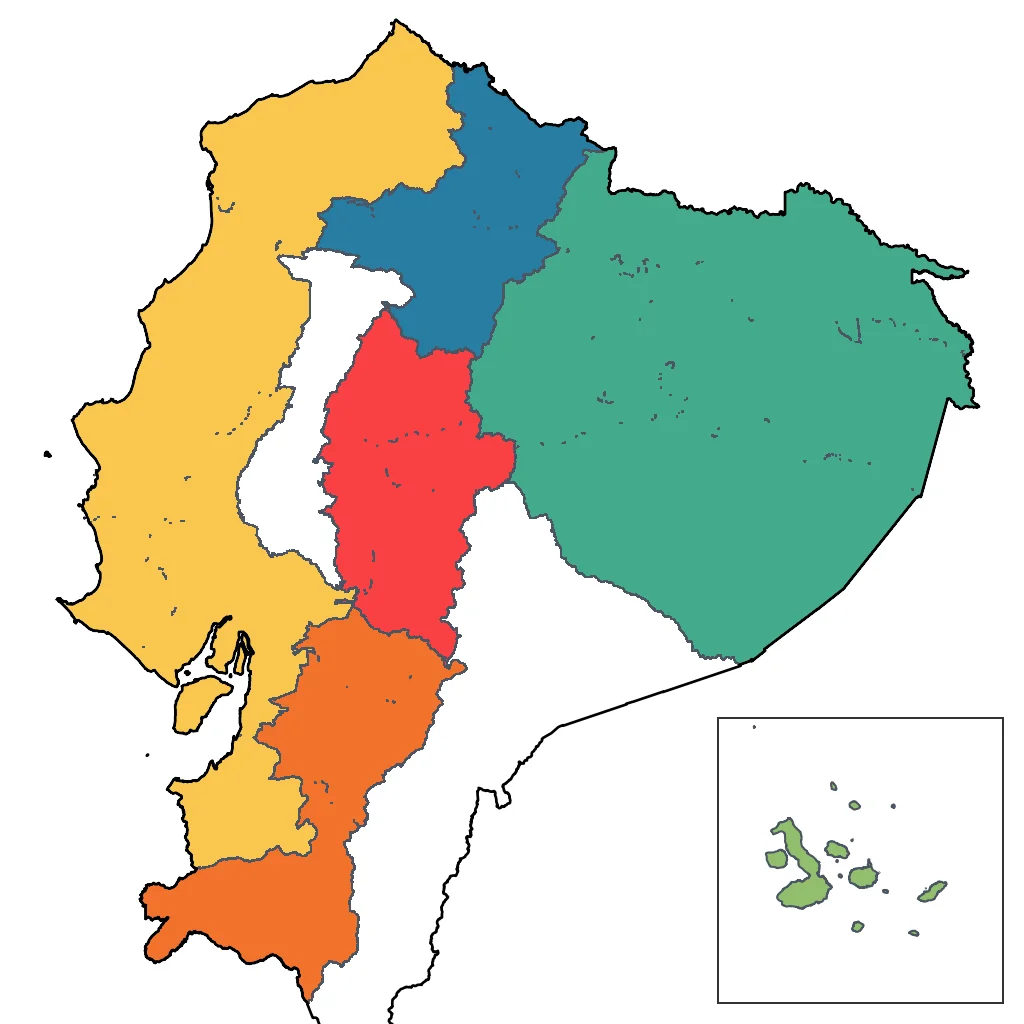 Map showing regions suitable for Relaxation & Wellness in Ecuador. Overall suitability: very_good.