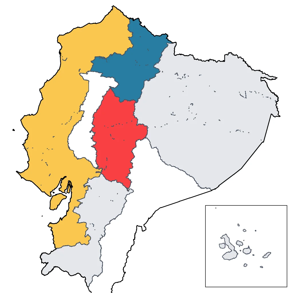 Map showing regions suitable for Road Trips & Scenic in Ecuador. Overall suitability: very_good.