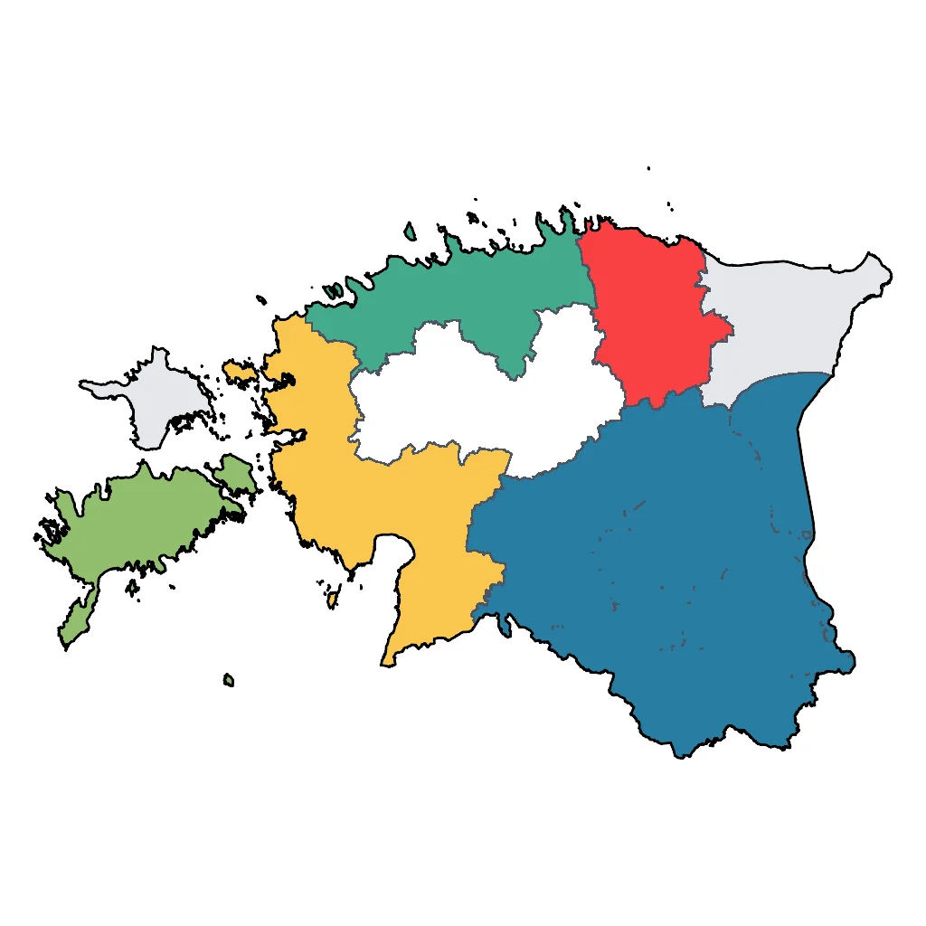Map showing regions suitable for Festivals & Seasonal in Estonia. Overall suitability: very_good.