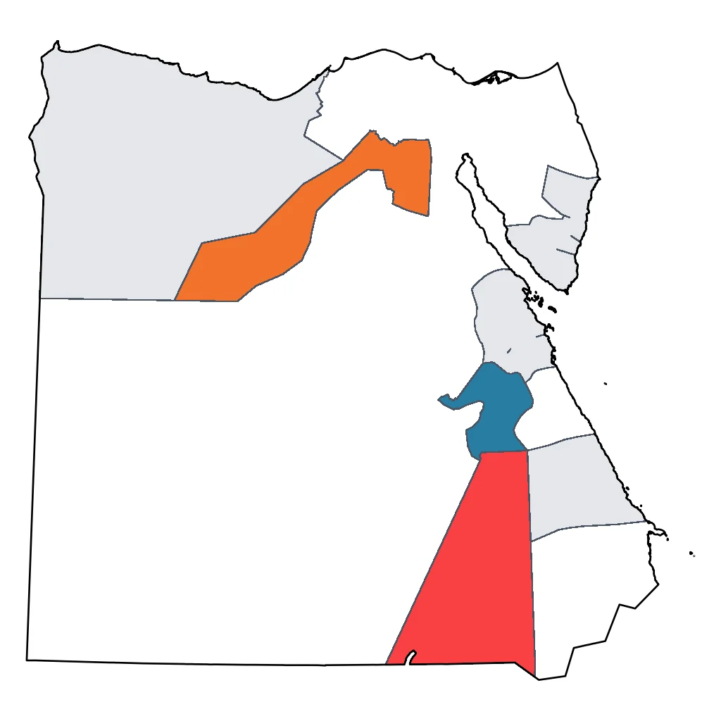 Map showing regions suitable for City & Cultural in Egypt. Overall suitability: excellent.