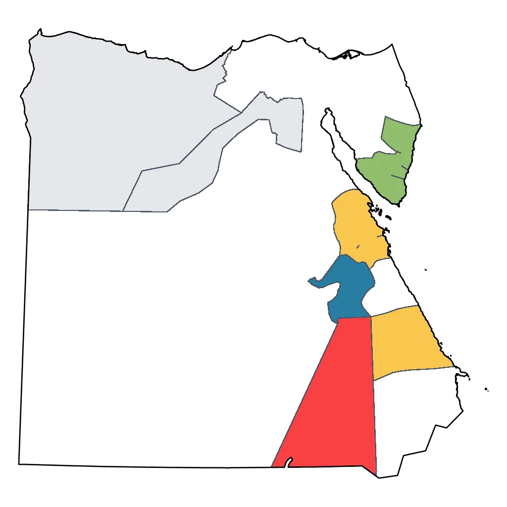 Map showing regions suitable for Relaxation & Wellness in Egypt. Overall suitability: very_good.