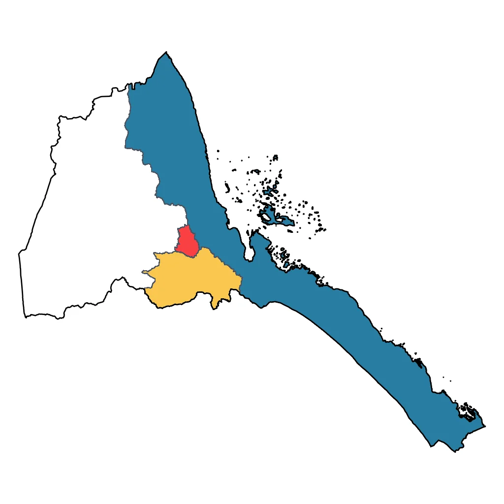 Map showing regions suitable for Sports & Active in Eritrea. Overall suitability: good.