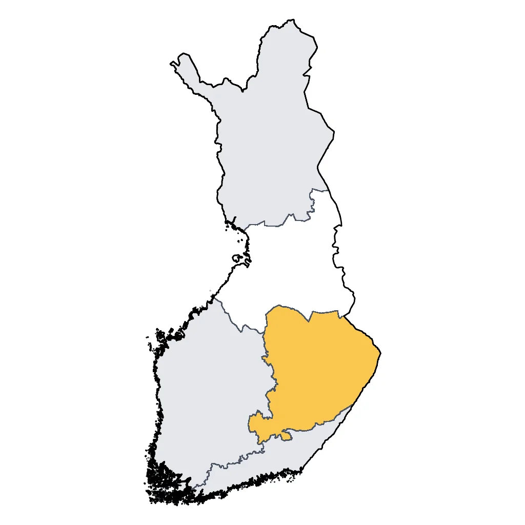 Map showing regions suitable for Beach & Sea in Finland. Overall suitability: marginal.