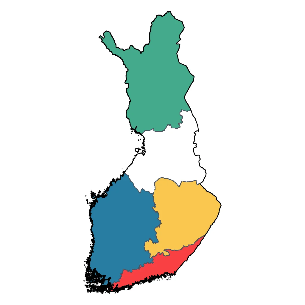 Map showing regions suitable for City & Cultural in Finland. Overall suitability: excellent.