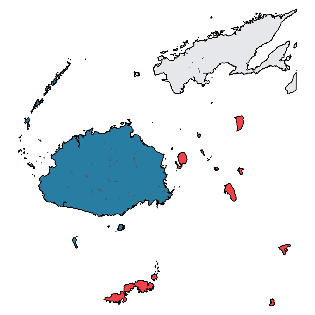 Map showing regions suitable for City & Cultural in Fiji. Overall suitability: good.
