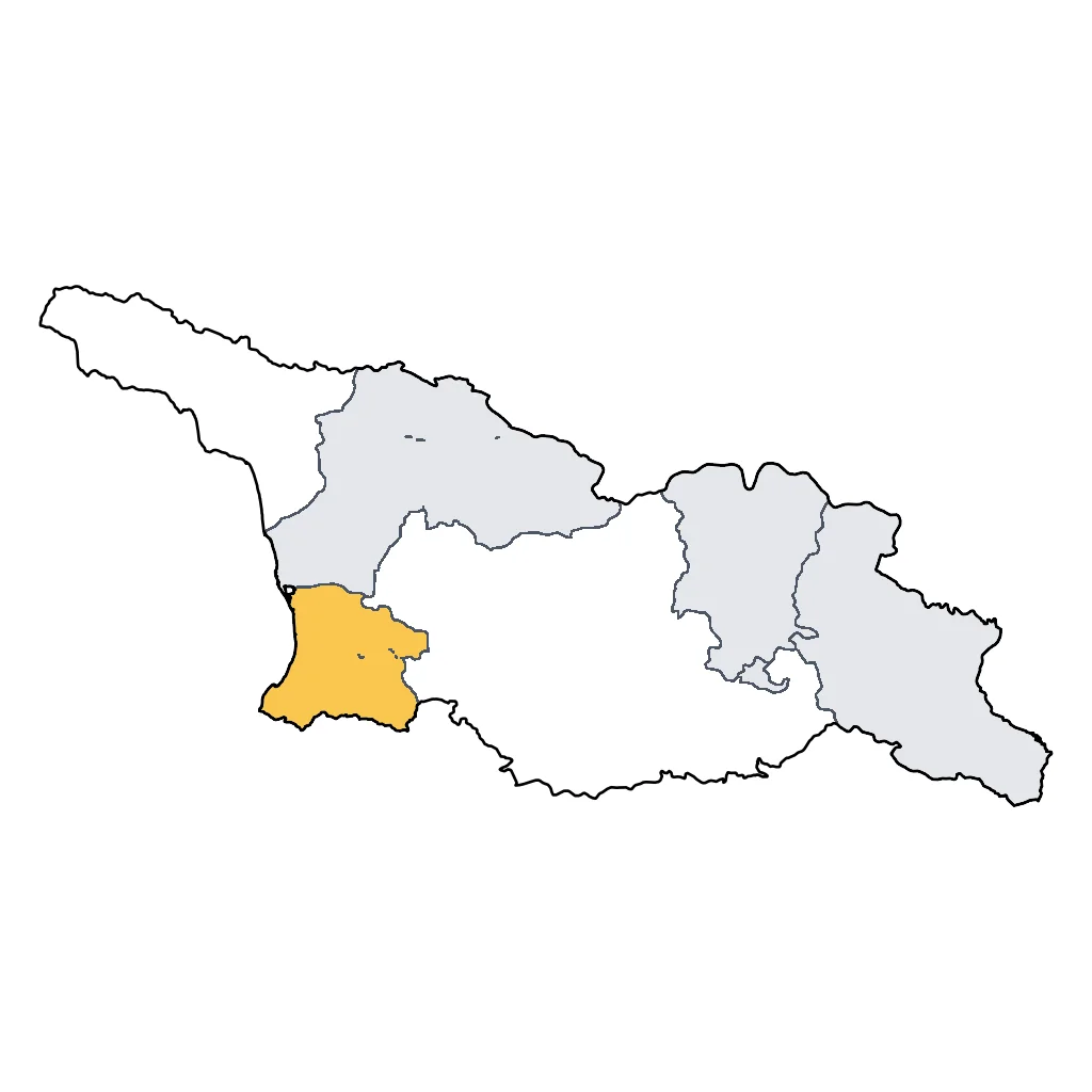 Map showing regions suitable for Beach & Sea in Georgia. Overall suitability: good.