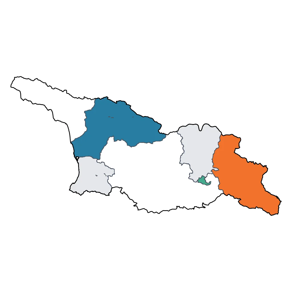 Map showing regions suitable for Educational & Exploratory in Georgia. Overall suitability: very_good.