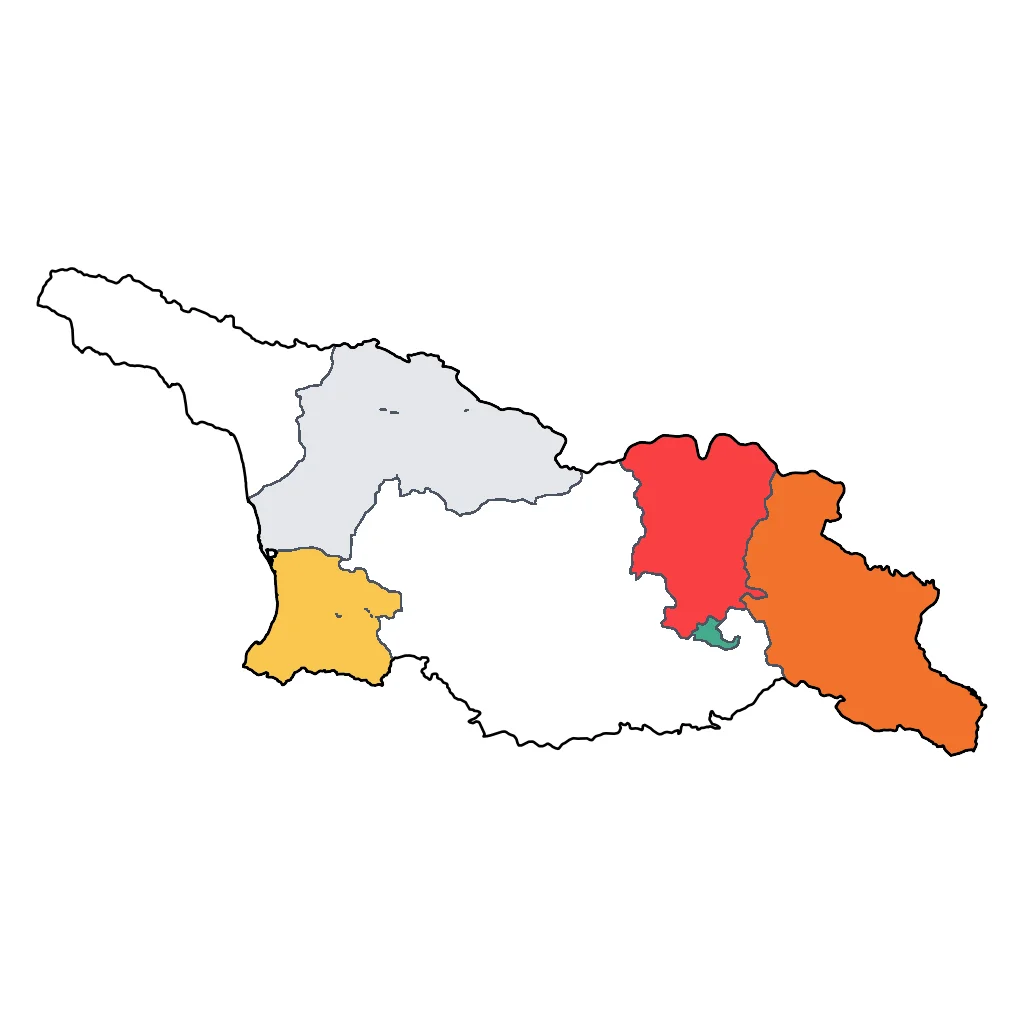 Map showing regions suitable for Relaxation & Wellness in Georgia. Overall suitability: very_good.