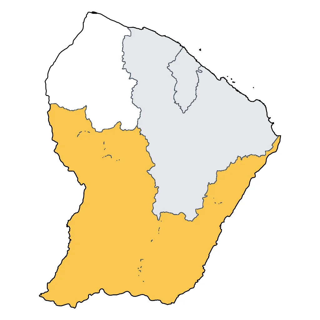 Map showing regions suitable for Sports & Active in French Guiana. Overall suitability: good.