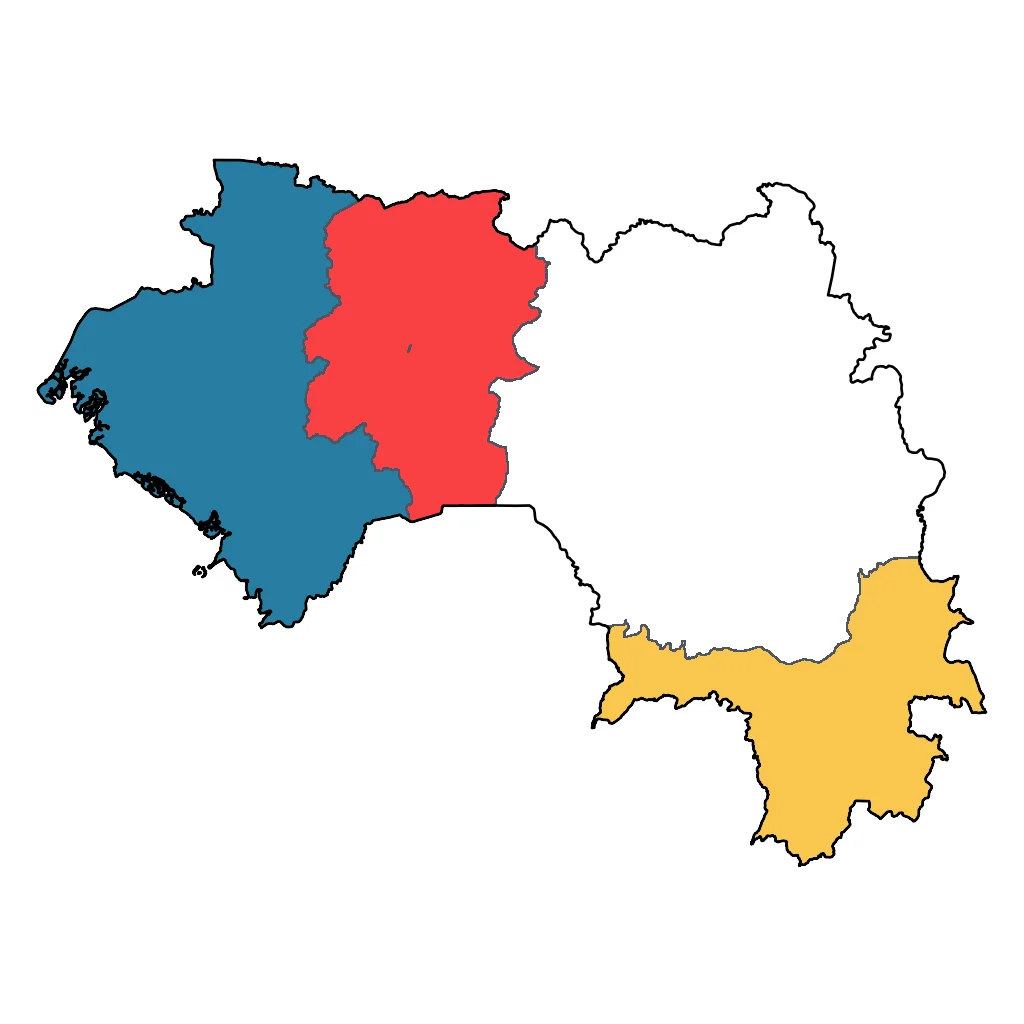 Map showing regions suitable for Adventure & Nature in Guinea. Overall suitability: very_good.