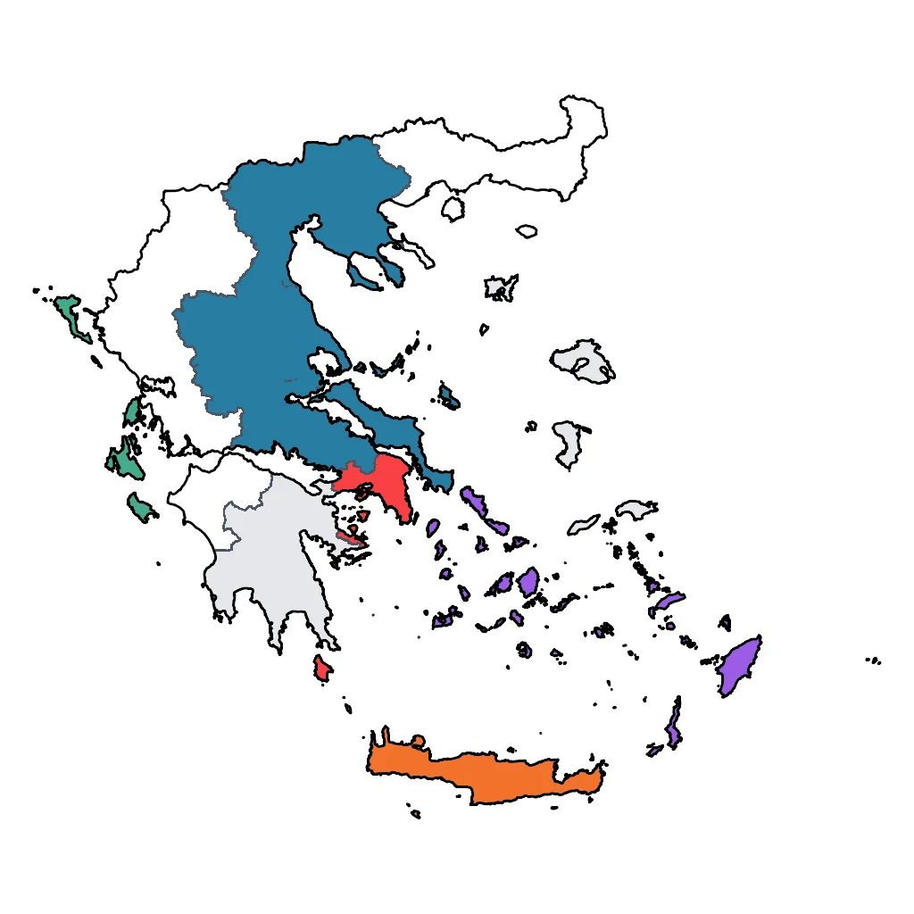 Map showing regions suitable for Relaxation & Wellness in Greece. Overall suitability: very_good.