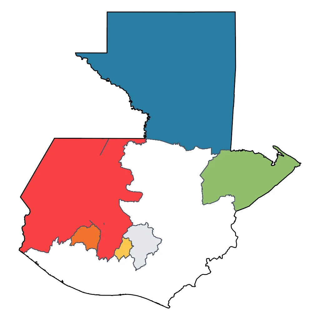 Map showing regions suitable for Adventure & Nature in Guatemala. Overall suitability: excellent.