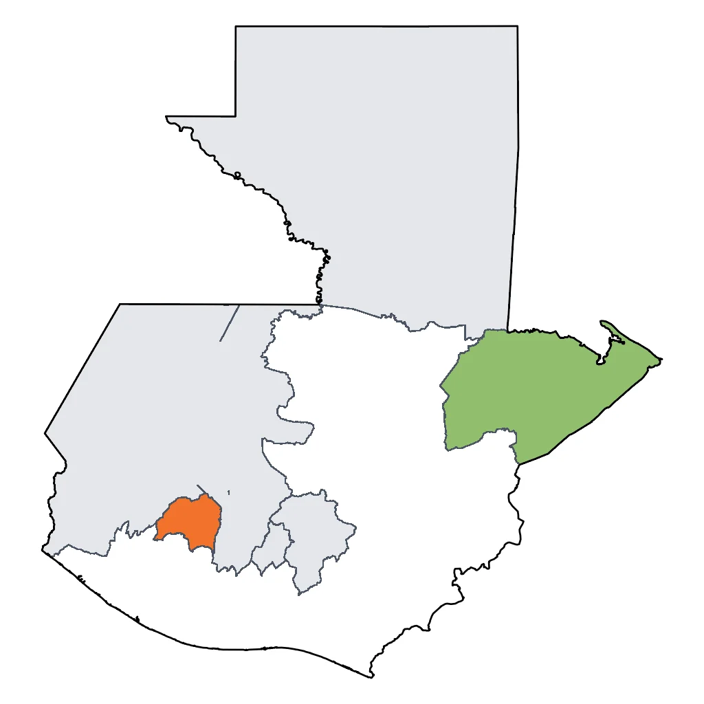 Map showing regions suitable for Beach & Sea in Guatemala. Overall suitability: good.