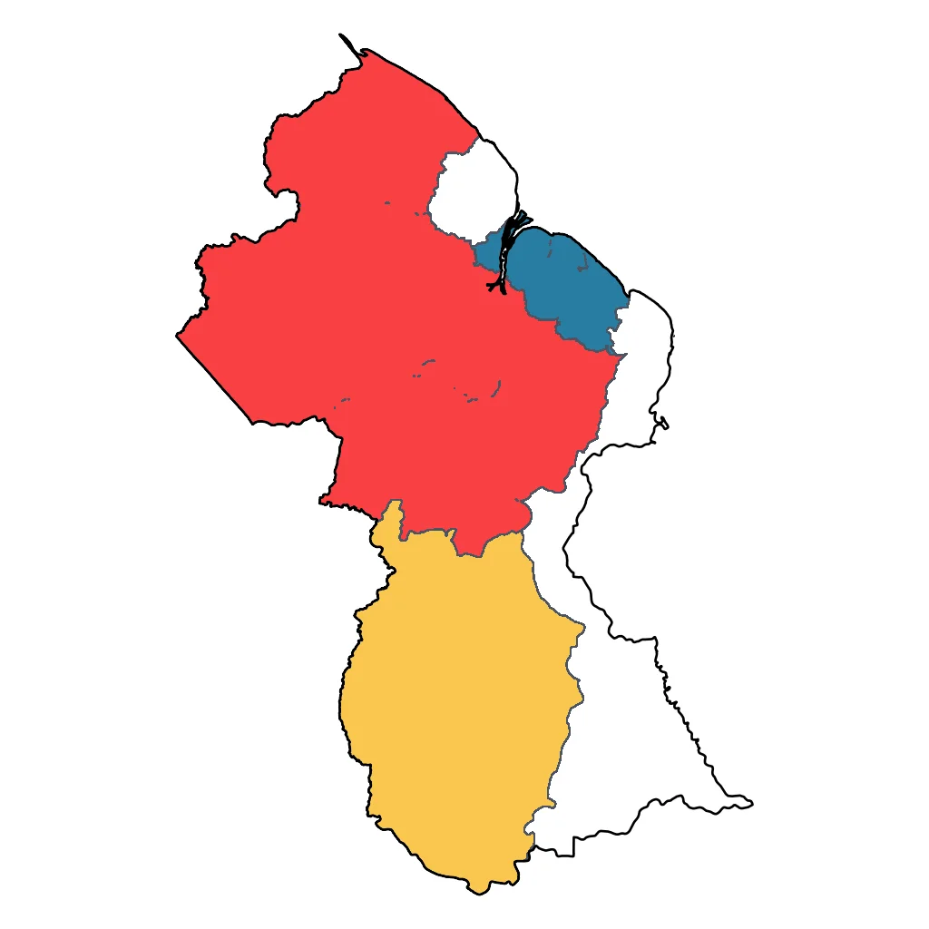 Map showing regions suitable for Educational & Exploratory in Guyana. Overall suitability: good.