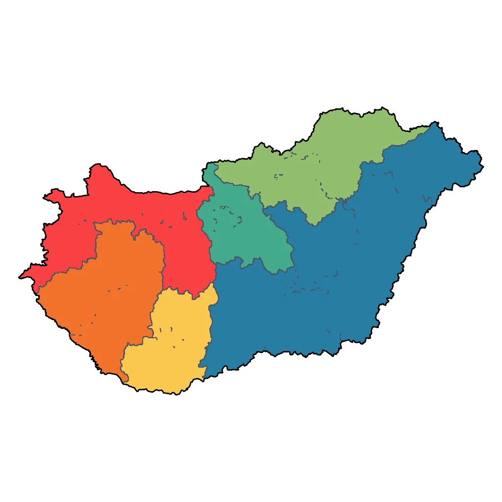 Map showing regions suitable for Adventure & Nature in Hungary. Overall suitability: very_good.