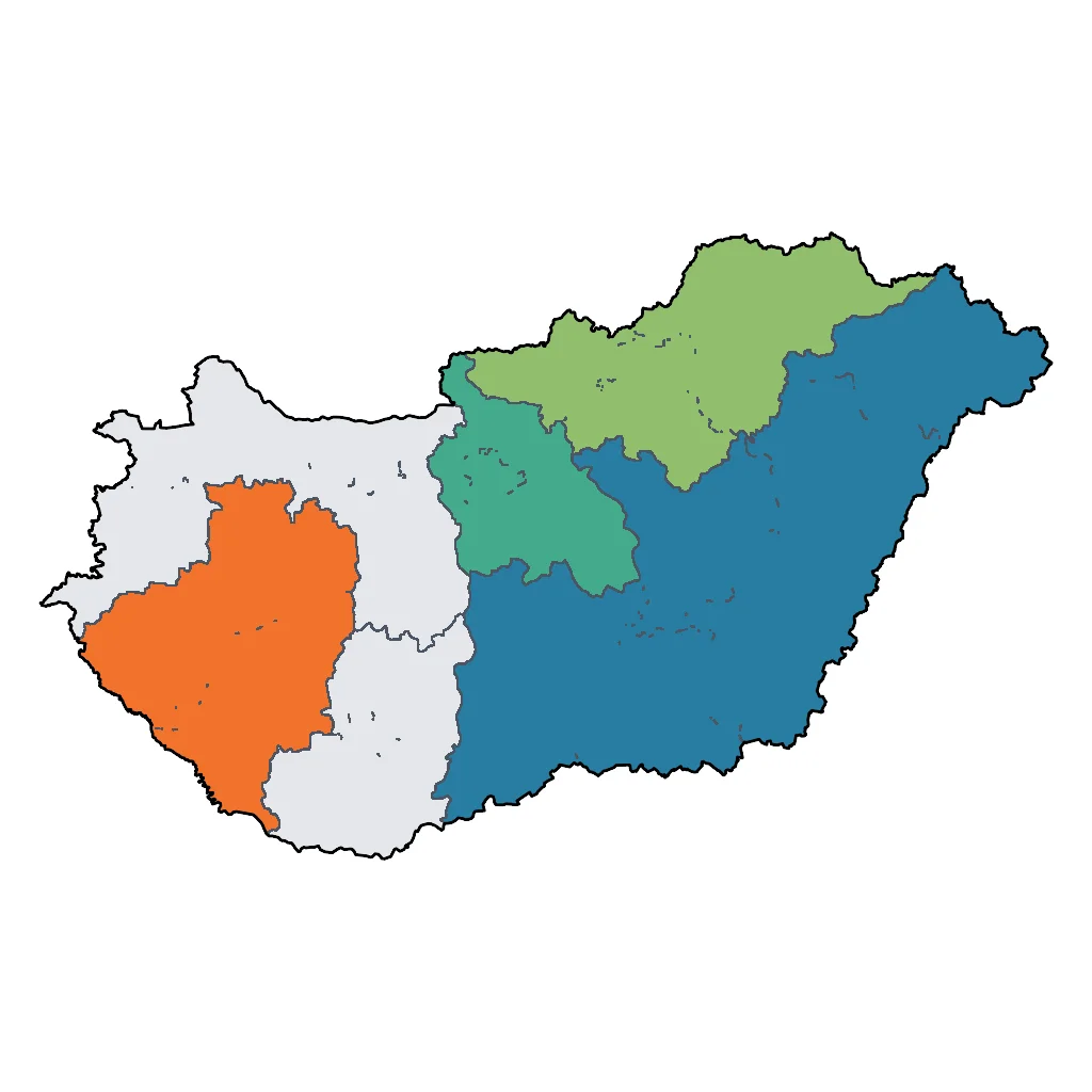 Map showing regions suitable for Relaxation & Wellness in Hungary. Overall suitability: excellent.