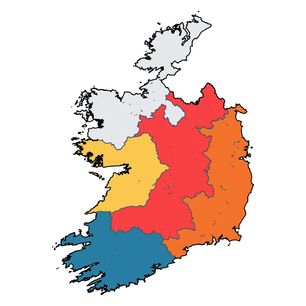 Map showing regions suitable for City & Cultural in Ireland. Overall suitability: very_good.