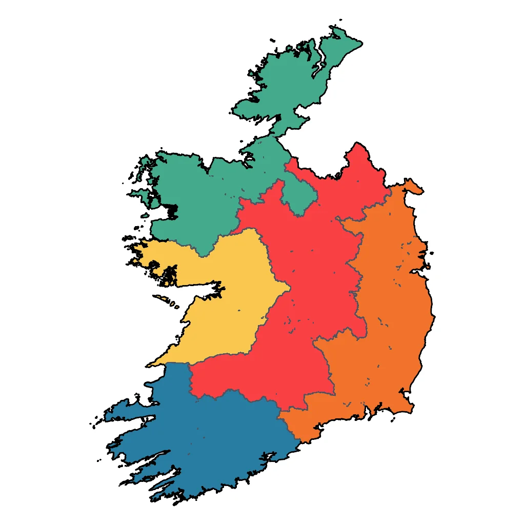 Map showing regions suitable for Educational & Exploratory in Ireland. Overall suitability: excellent.