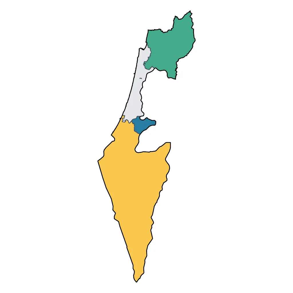 Map showing regions suitable for Adventure & Nature in Israel. Overall suitability: excellent.