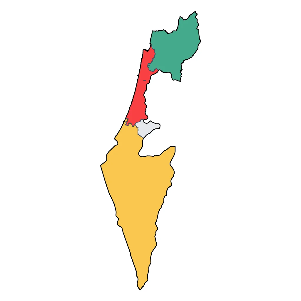 Map showing regions suitable for Beach & Sea in Israel. Overall suitability: very_good.