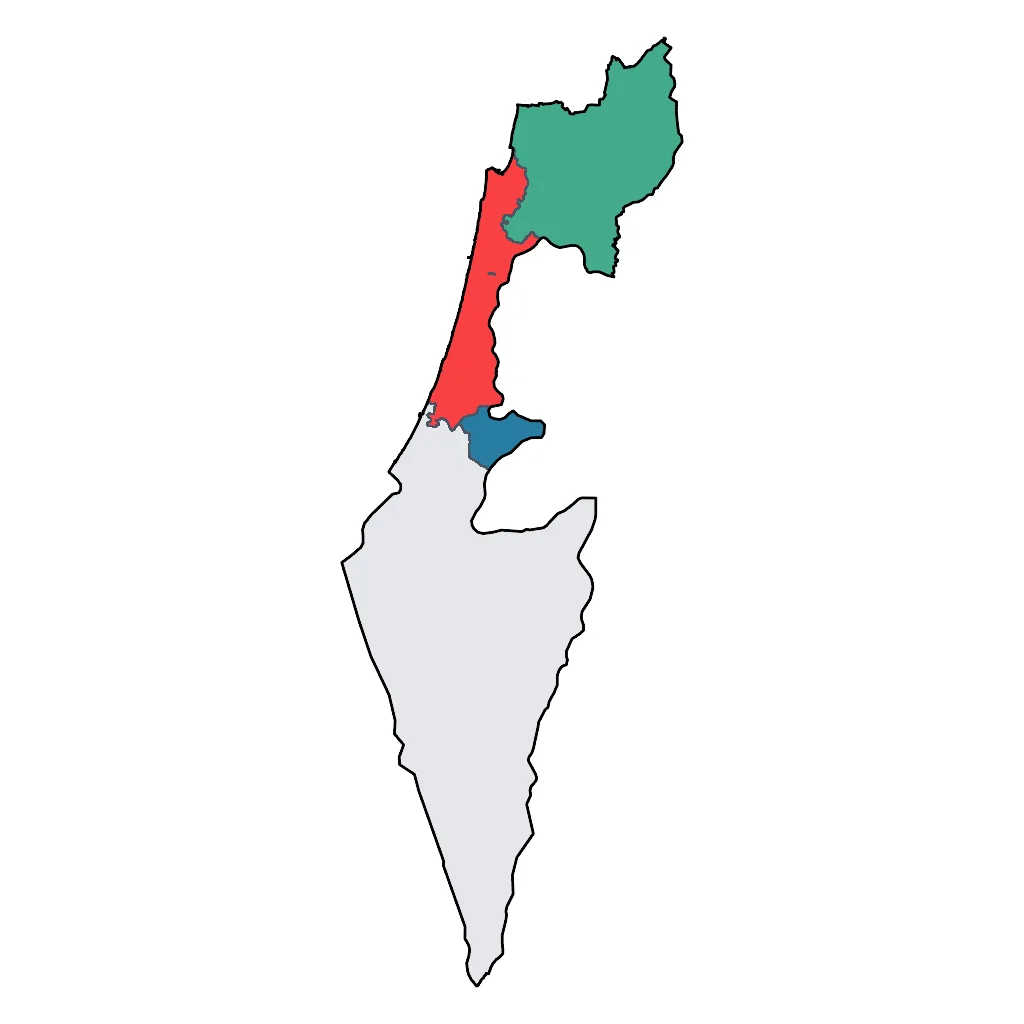 Map showing regions suitable for City & Cultural in Israel. Overall suitability: excellent.