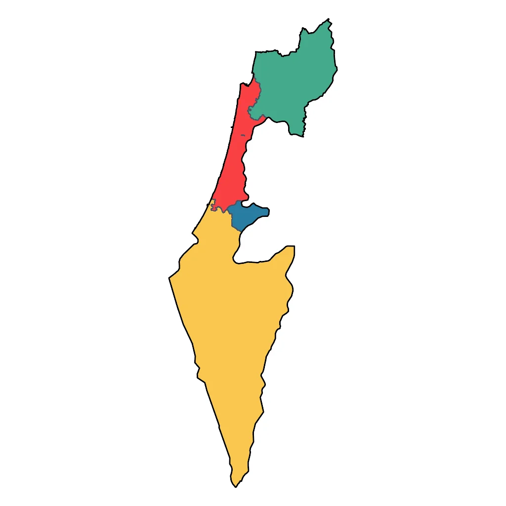 Map showing regions suitable for Educational & Exploratory in Israel. Overall suitability: excellent.