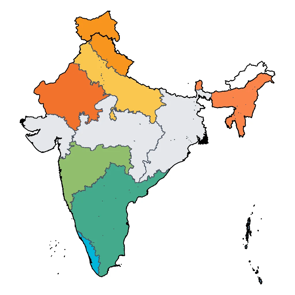 Map showing regions suitable for Sports & Active in India. Overall suitability: very_good.