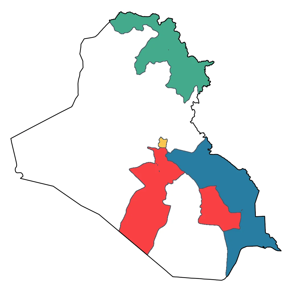 Map showing regions suitable for Educational & Exploratory in Iraq. Overall suitability: excellent.