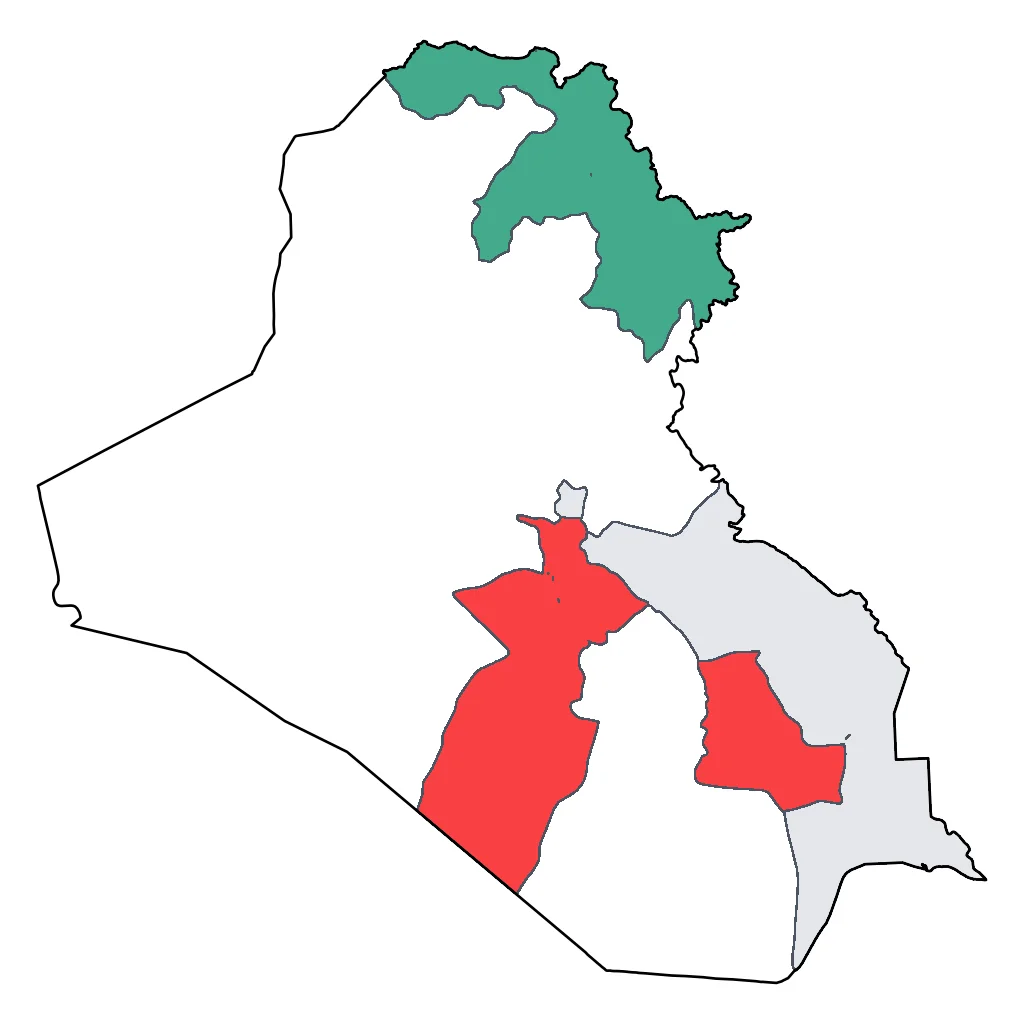 Map showing regions suitable for Road Trips & Scenic in Iraq. Overall suitability: very_good.