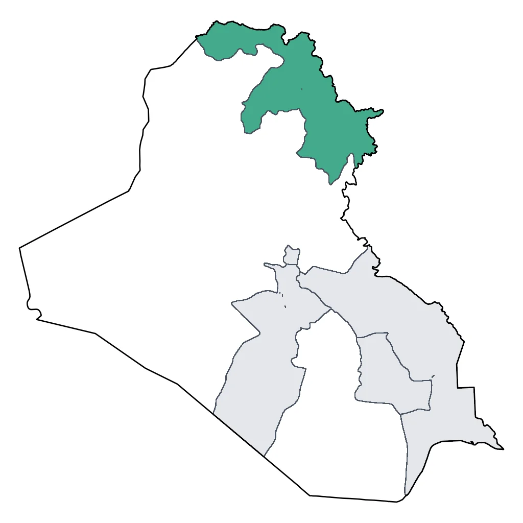 Map showing regions suitable for Ski & Snow in Iraq. Overall suitability: marginal.