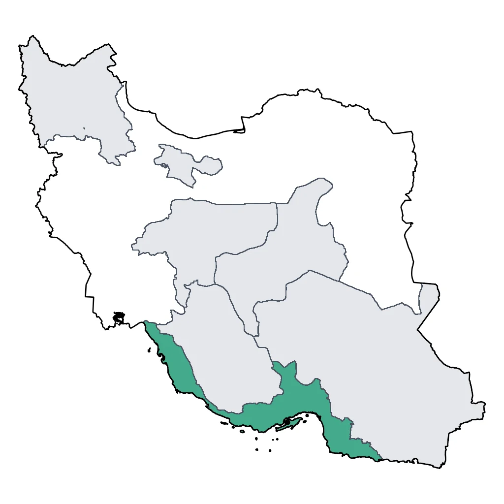 Map showing regions suitable for Beach & Sea in Iran. Overall suitability: good.