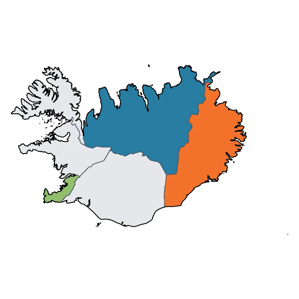 Map showing regions suitable for City & Cultural in Iceland. Overall suitability: very_good.