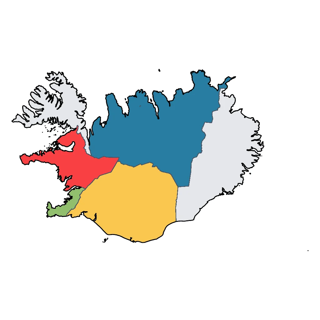 Map showing regions suitable for Educational & Exploratory in Iceland. Overall suitability: excellent.