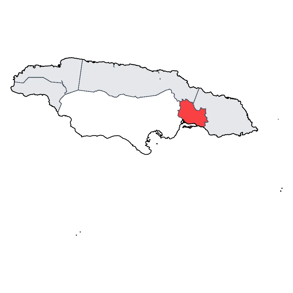 Map showing regions suitable for Road Trips & Scenic in Jamaica. Overall suitability: good.