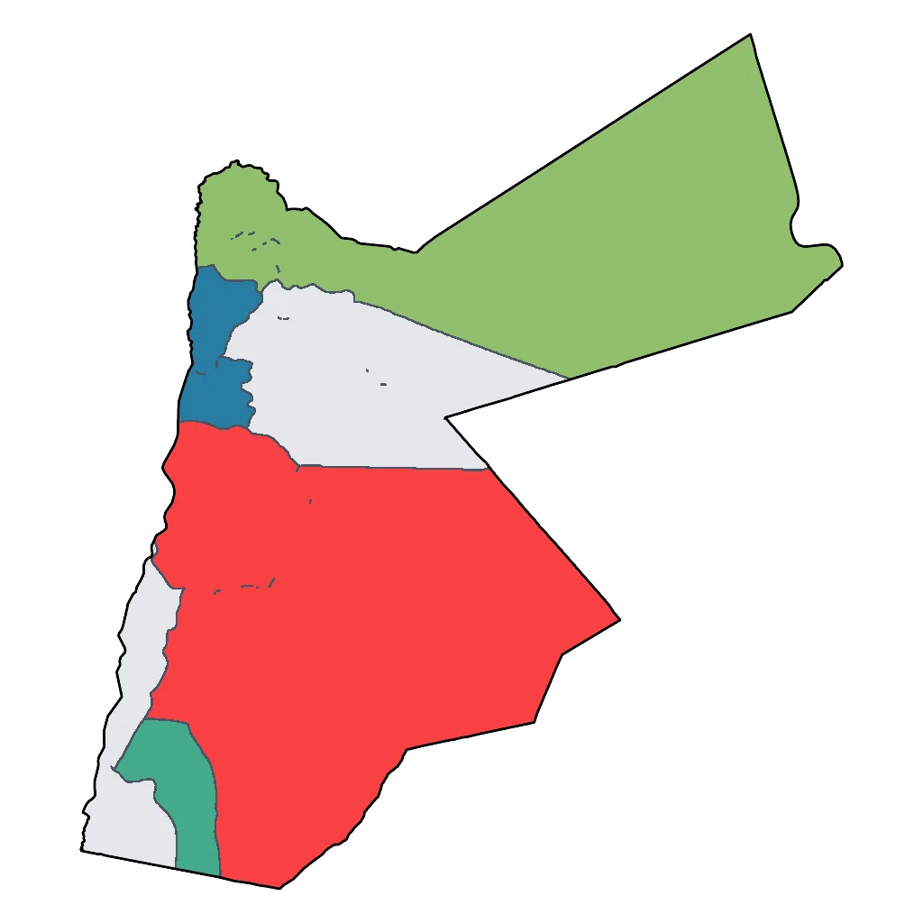 Map showing regions suitable for Adventure & Nature in Jordan. Overall suitability: excellent.