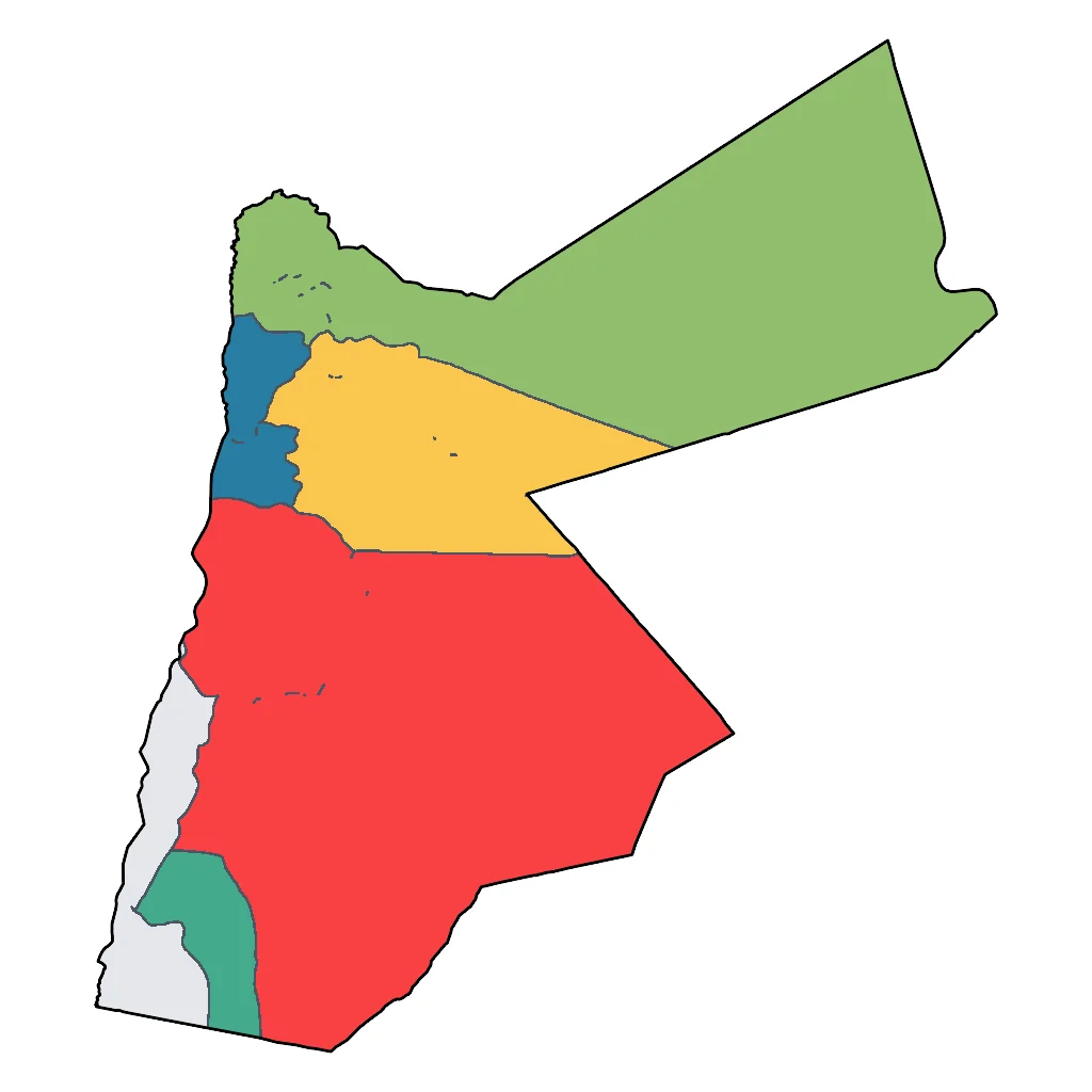 Map showing regions suitable for Educational & Exploratory in Jordan. Overall suitability: excellent.