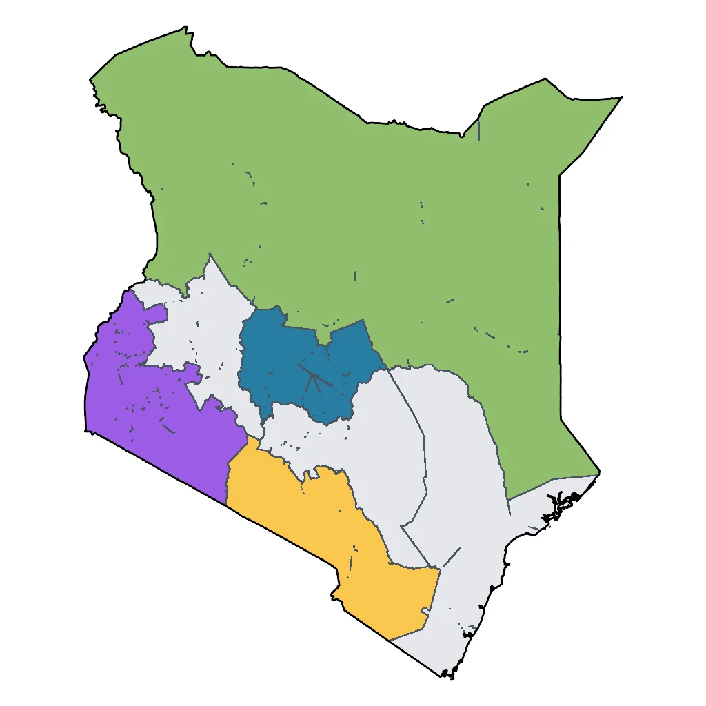Map showing regions suitable for Adventure & Nature in Kenya. Overall suitability: excellent.