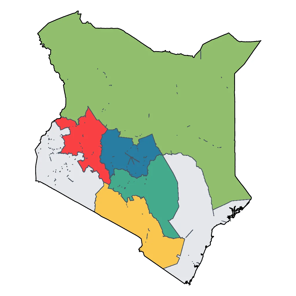 Map showing regions suitable for Road Trips & Scenic in Kenya. Overall suitability: very_good.