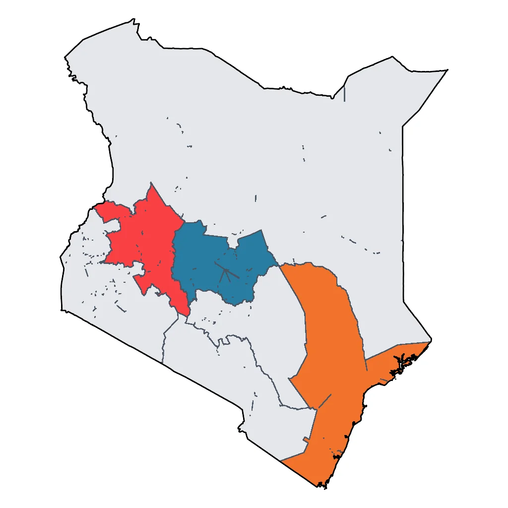 Map showing regions suitable for Sports & Active in Kenya. Overall suitability: very_good.