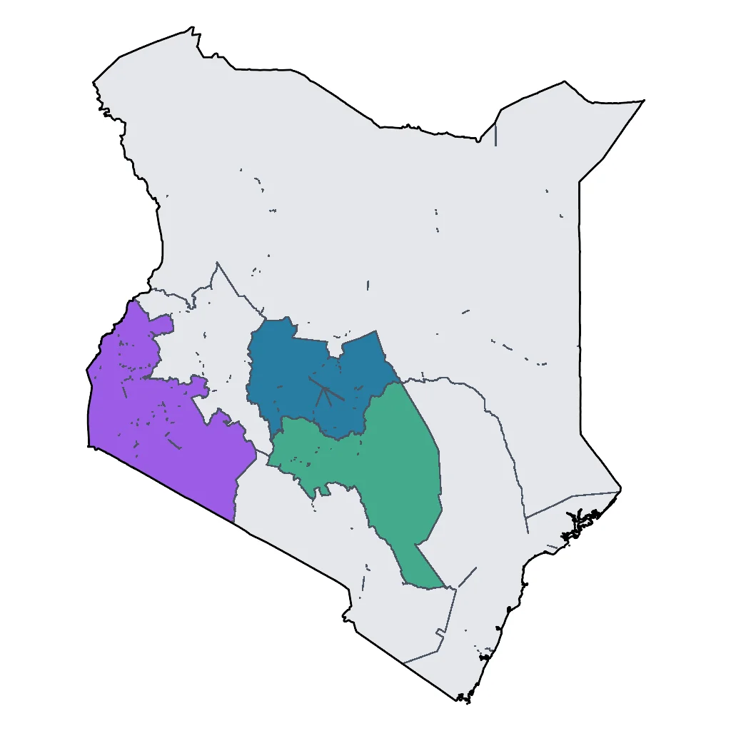 Map showing regions suitable for Theme Park & Entertainment in Kenya. Overall suitability: excellent.