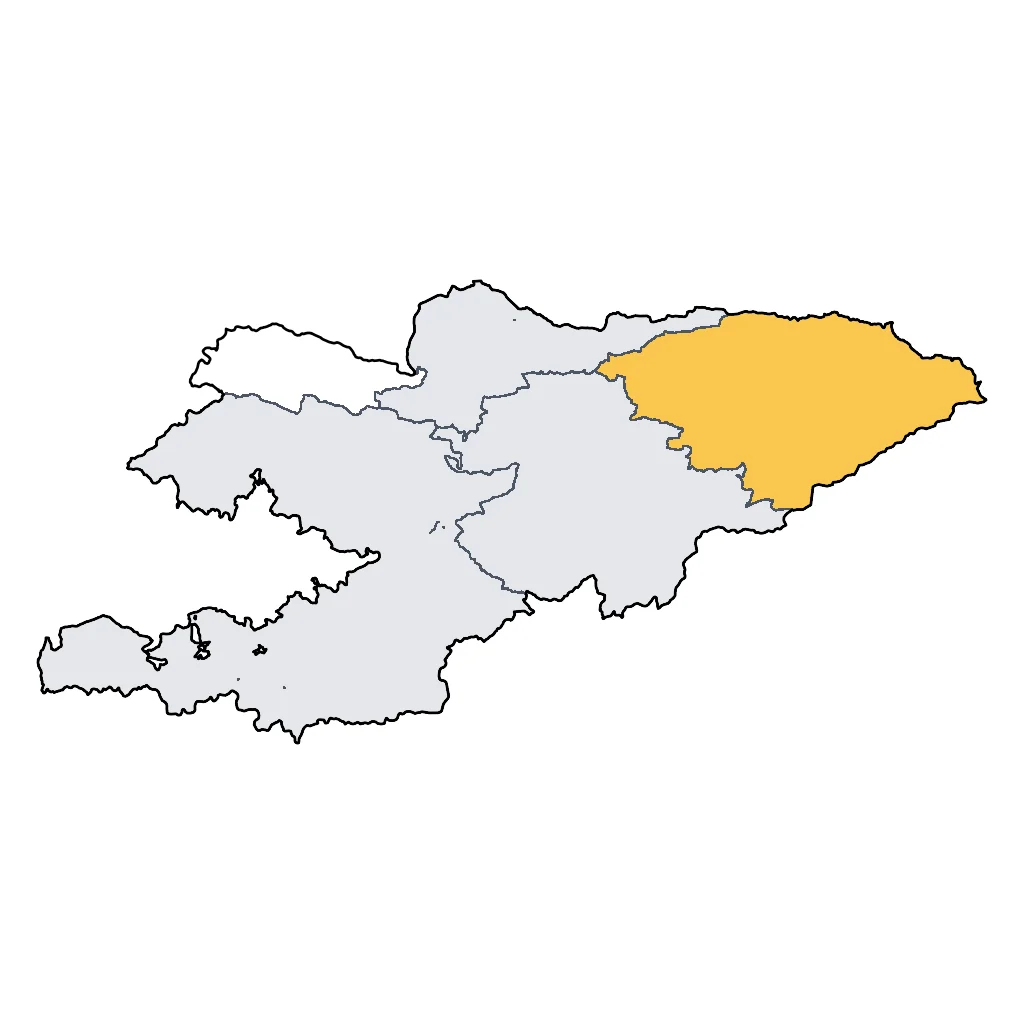 Map showing regions suitable for Beach & Sea in Kyrgyzstan. Overall suitability: good.