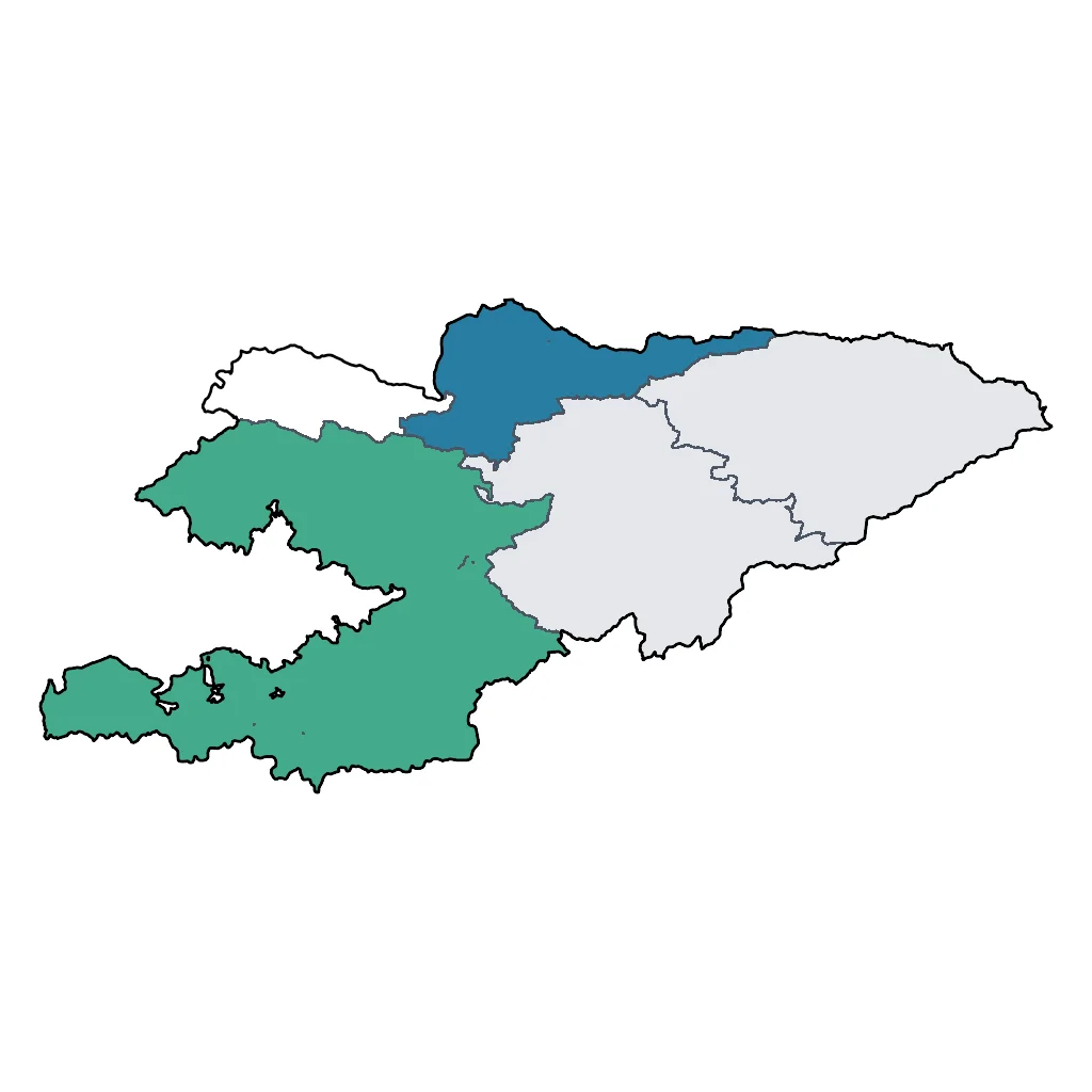 Map showing regions suitable for City & Cultural in Kyrgyzstan. Overall suitability: very_good.