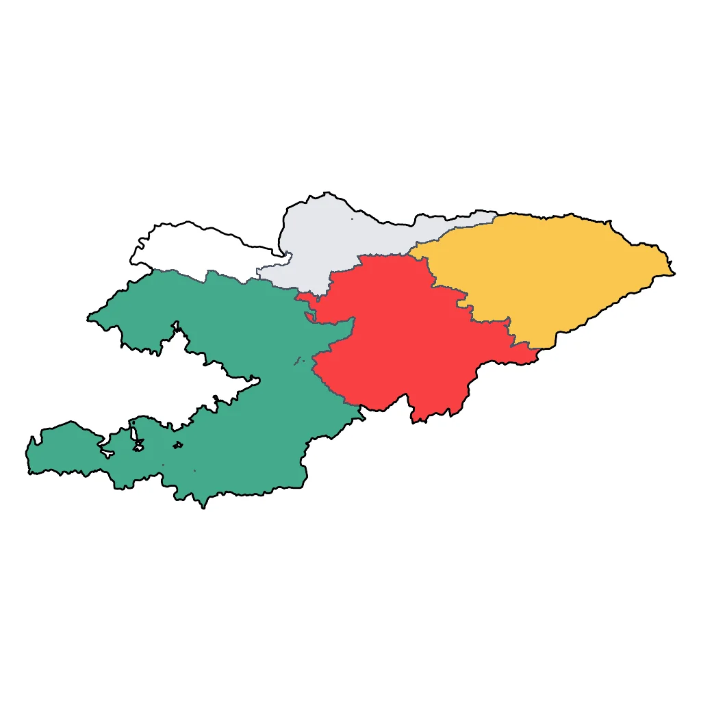 Map showing regions suitable for Festivals & Seasonal in Kyrgyzstan. Overall suitability: good.