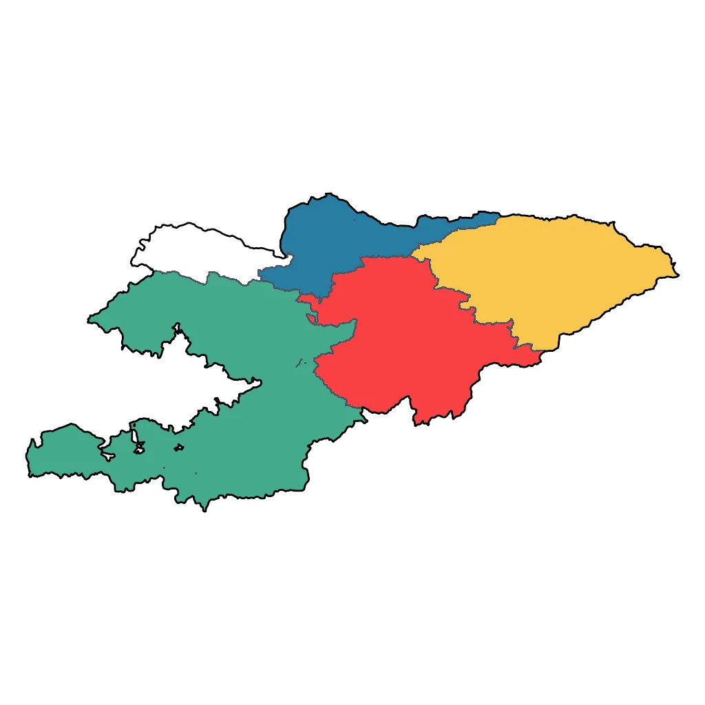 Map showing regions suitable for Sports & Active in Kyrgyzstan. Overall suitability: very_good.