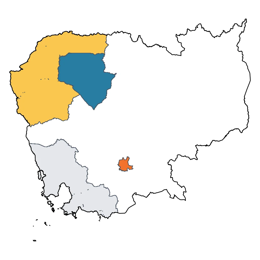Map showing regions suitable for Educational & Exploratory in Cambodia. Overall suitability: excellent.