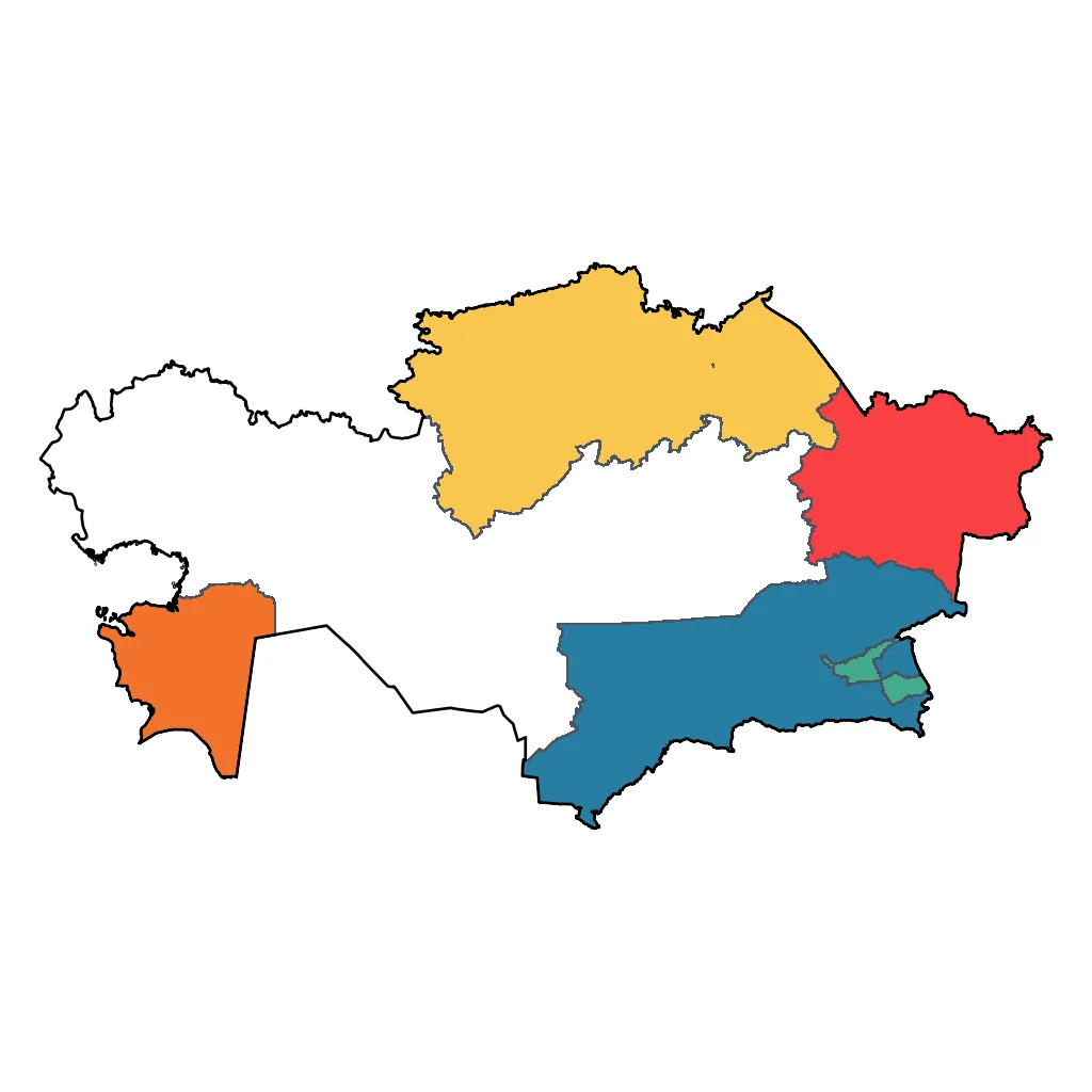 Map showing regions suitable for Educational & Exploratory in Kazakhstan. Overall suitability: good.