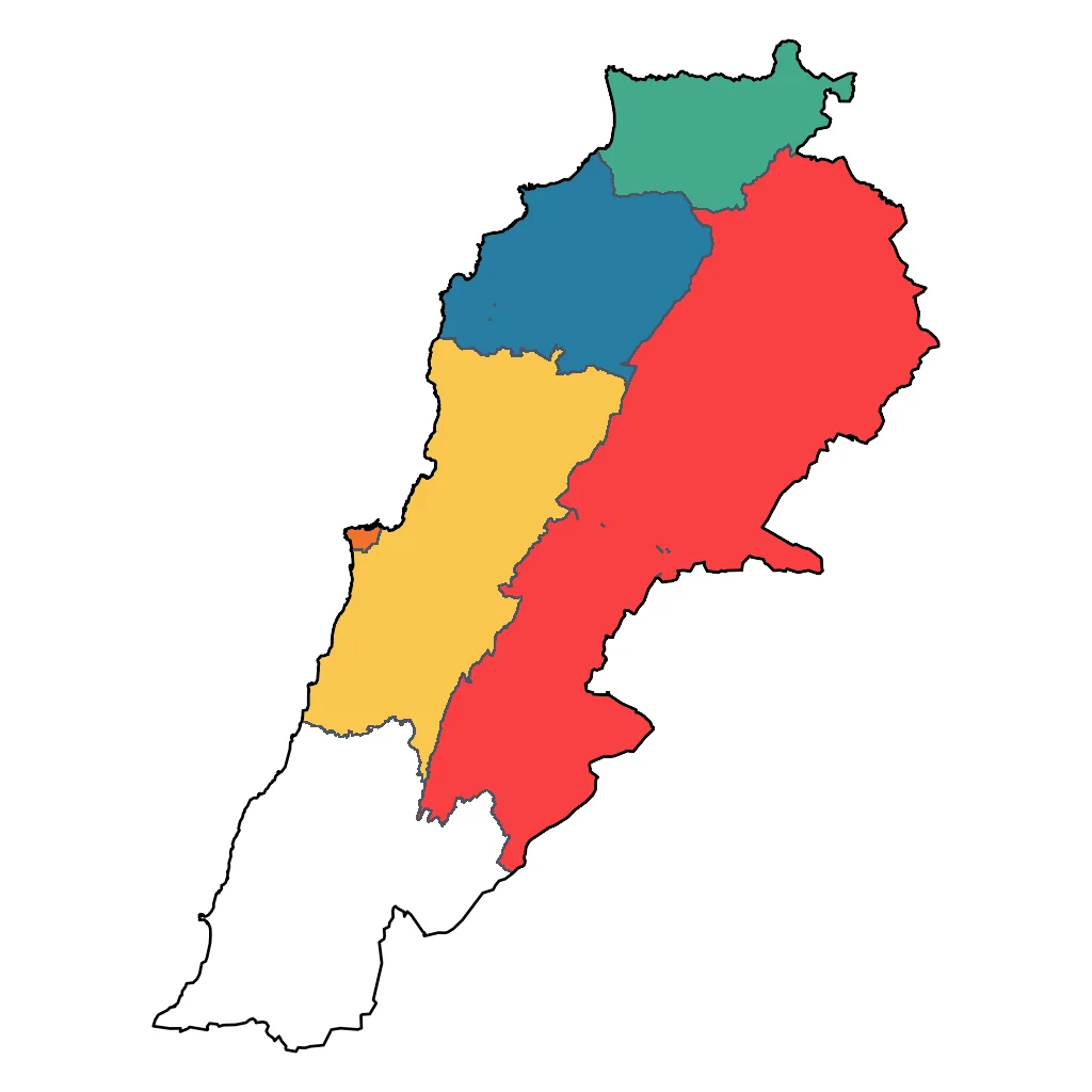 Map showing regions suitable for Road Trips & Scenic in Lebanon. Overall suitability: very_good.